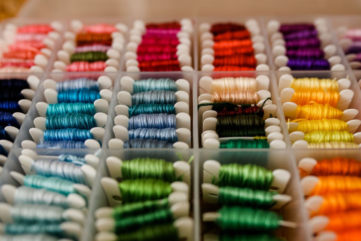 Close up of Colorful Threads